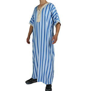 Vêtements arabes islamiques pour hommes, <span class=keywords><strong>Djellaba</strong></span>, Abaya de Dubaï, Kaftan musulman, Caftan du Moyen-Orient, Robe ample décontractée à capuche rayée, Jubba, Thobe - Product Image 5