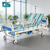 Cama de Hospital Manual Ajustable con Manivela de 4 Aspas, Cabecera/Pieera de ABS Soldada y 5 Barandas Plegables