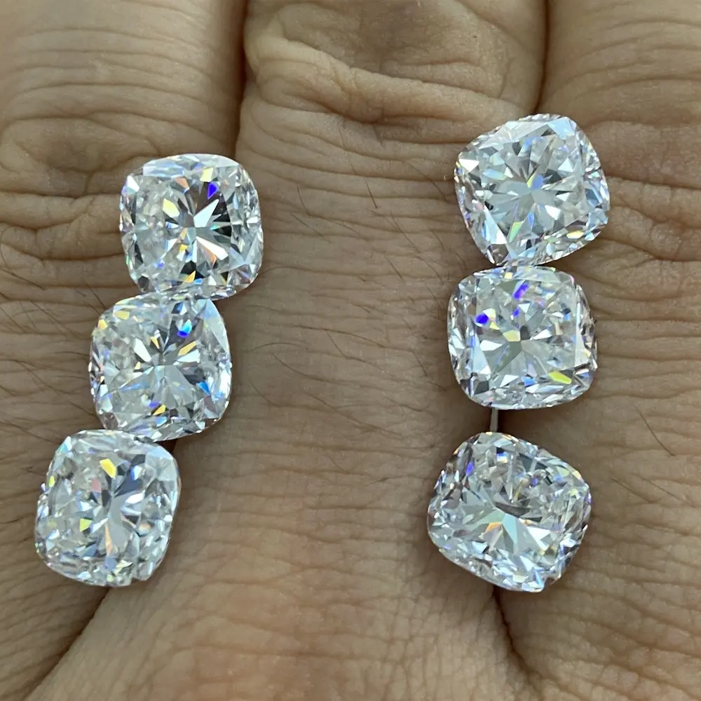 Di vendita caldo 3ct taglio cuscino sintetico moissanite gemme di pietra per anello