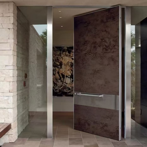 Porte d'entrée moderne de luxe en métal insonorisée et étanche Nouvelle entrée principale avec moustiquaire intérieure en fibre de verre - Product Image 5