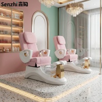Fauteuil de pédicure électrique rose de luxe pour salon de beauté, avec fonction massage et spa pour les pieds, mobilier de salon