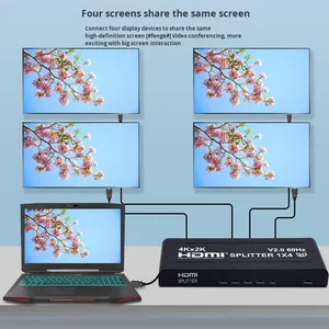 Ultra <span class=keywords><strong>HD</strong></span> 1X4 pour répartiteur HDMI HDMI2.0 répartiteurs et convertisseurs vidéo 4K 60Hz <span class=keywords><strong>une</strong></span> entrée quatre sorties - Product Image 2