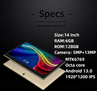 Nueva Tablet PC Industrial de 14 Pulgadas, 1920x1080, Android 13.0, MTK Octa Core, 6GB+128GB, 5+13MP, Resistente al Agua, a Prueba de Golpes, para Negocios