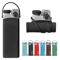 Bouteille d'eau portable en silicone de qualité alimentaire avec paille, pour sports de plein air et voyage, conception pliable, couvercle à boire directement