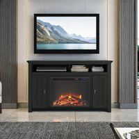 Meuble TV de salon moderne en bois avec cheminée Cheminée électrique Console TV pour téléviseurs jusqu'à 60 ".
