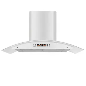 Smart range hood tempered glass stainless steel wall extractor hood chimney for kitchen island hood