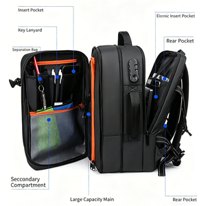 Sac à dos de voyage professionnel extensible grande capacité pour <span class=keywords><strong>homme</strong></span> avec double port de charge et compartiment de séparation sec/humide - Product Image 3