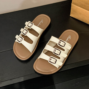Sabots d'été décontractés de luxe pour femmes <span class=keywords><strong>en</strong></span> cuir PU <span class=keywords><strong>pas</strong></span> <span class=keywords><strong>cher</strong></span> avec semelle <span class=keywords><strong>en</strong></span> <span class=keywords><strong>bois</strong></span> pour l'extérieur - Product Image 2