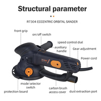 Lijadora Orbital Aleatoria de 500w, 60hz, 120v, Velocidad Variable, Lijadora Eléctrica con Cable