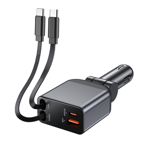 Cargador de coche 4 en 1 con logotipo personalizado, 100W 60W, carga rápida tipo C, retráctil, 4-1, para teléfono móvil. - Product Image 1