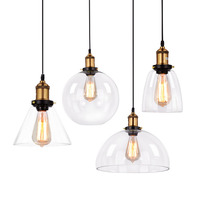 Nordique Rétro Simple Transparent Verre Pendentif Lumière Creative Élégant Commercial Workwear pour Restaurant Bar Café-Tailles Moyennes