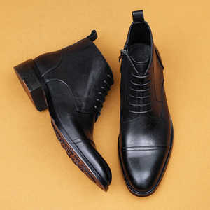 Botas de Tobillo para Hombre, de Piel Genuina, Impermeables, con Cordones, para Todas las Temporadas, Tendencia de Moda Atemporal, Más Vendidas - Product Image 2