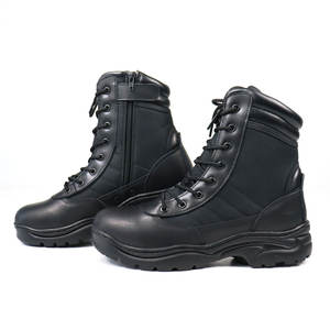 סוניס גברים שחור עמיד למים עבודה טקטיים מגפי zipper עמיד נעלי עור אופנוע קרב מגפיים - Product Image 2