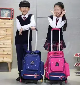 2020 Baru Kartun Putri Elsa Tas Sekolah untuk Gadis Anak-anak Roda Schoolbag Anak Bookbags TK Mochila