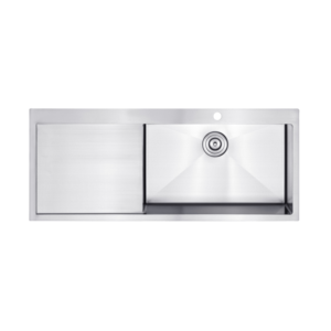 Évier de cuisine simple en acier inoxydable 304, à installer sur comptoir, rectangulaire, poli, design moderne, avec deux égouts - Product Image 1