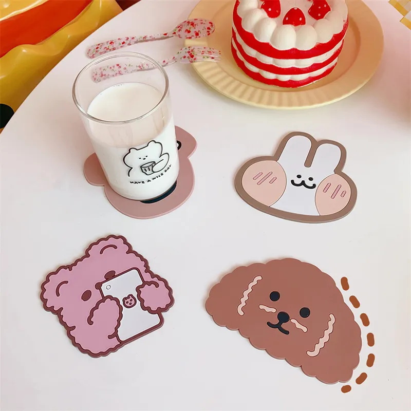 Japanese Style Mini Cute Rabbit/bear Coaster Silicone Cartoon Animal Coaster