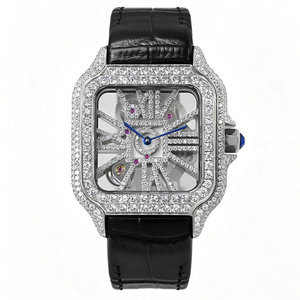 Reloj de pulsera de lujo para hombre, estilo Hip Hop, con cristal de zafiro, movimiento de cuarzo suizo Ronda, diseño de esqueleto con incrustaciones de moissanita VVS - Product Image 1