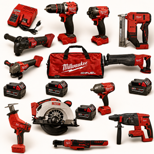 <span class=keywords><strong>Kit</strong></span> combinado de herramientas eléctricas inalámbricas <span class=keywords><strong>Milwaukee</strong></span> FUEL de 18 V con <span class=keywords><strong>taladro</strong></span>, llave de impacto, amoladora angular, sierra circular y baterías - Product Image 1