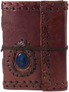 New Era Creative Handmade Vintage Leather Journal Blue <b>Stone</b> Embellishment Luxury Cover Promotional <b>Notebook</b> Corporate Gifting - Product Image 5
