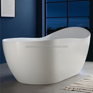 Baignoire autoportante ergonomique moderne blanc mat, baignoire asymétrique profonde avec trop-plein et drain - Product Image 3