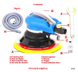 Lixadeira Composta Orbital Profissional de Absorção de Vibração 152mm (6 pol) Perfil Baixo para Acabamento Automotivo Marinho Para Carpintaria - Product Image 4