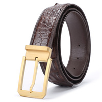Ceinture en cuir véritable pour homme de 3,8 cm sans couture, motif croco, avec boucle ardillon en acier inoxydable, ceinture décontractée et professionnelle