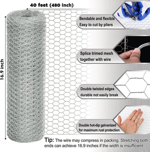 Rouleau de treillis métallique hexagonal soudé en fer galvanisé à chaud, argent, tailles personnalisables pour les terrains de sport et la construction paysagère - Product Image 2