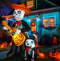 Kombo Labu dan Hantu Putih Tiup Halloween 2,4M dengan Lampu LED untuk Dekorasi Halaman yang Menyala
