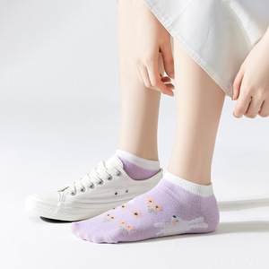 Women's Breathable Ankle <b>Socks</b> Thin Spring Summer Cotton Floral Pattern Casual <b>Socks</b> - Product Image 3