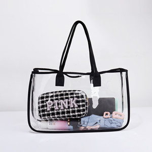 Borsa Grande Trasparente in Vinile per Spiaggia, Shopping e Piscina, Personalizzabile con <span class=keywords><strong>Monogramma</strong></span>, Borsa Tote in PVC Trasparente Fai-da-Te - Product Image 4