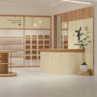 Armoire de présentation de vêtements pour enfants en bois laminé brun personnalisé, robuste, meubles de magasin de vêtements pour enfants durables, vitrine