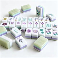 Jeu de Mahjong familial portable de luxe, personnalisé, pliable, moderne, 4 couches, vert perle, en acrylique, avec tuiles florales et de poisson, Ren Sheng