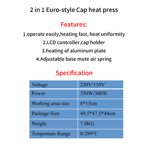 Máquina de Prensa de Calor 2 en 1 Estilo Europeo para Gorras, Multifuncional, para Transferencia de Diseños de Logotipos Personalizados, Venta al Por Mayor - Product Image 2