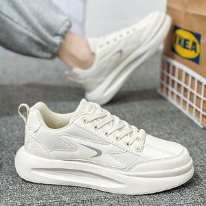 Chaussures de sport tendance pour hommes, nouvelle collection été, respirantes en toile, polyvalentes, blanches, à semelle épaisse, style coréen, pour la marche - Product Image 1