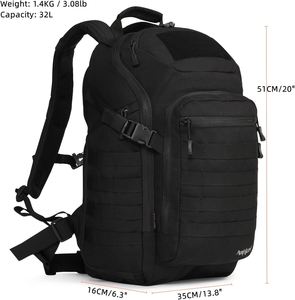 Sac à dos tactique AMMEN 20-36L en nylon, système MOLLE, unisexe, fermeture éclair, bandoulière - Product Image 5
