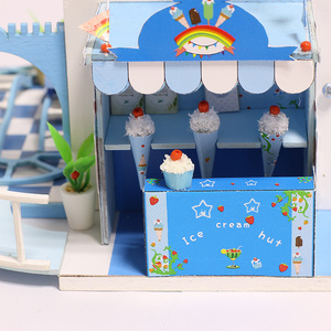 IIECREATE 1:24 escala azul madera DIY casa en miniatura 1:24 escala para casa de muñecas Kit niños Pequeño Deseo conjunto de regalo - Product Image 5