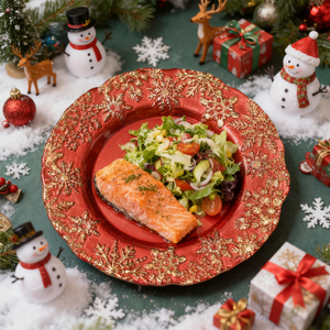 Ensemble d'assiettes à dîner en verre gaufré flocon <span class=keywords><strong>de</strong></span> neige élégant pour <span class=keywords><strong>Noël</strong></span>, assiettes <span class=keywords><strong>de</strong></span> présentation rouges et dorées pour fêtes <span class=keywords><strong>de</strong></span> fin d'année, mariages, cadeaux - Product Image 5