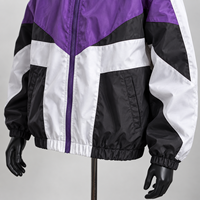 Veste coupe-vent zippée à blocs de couleur personnalisés pour homme, 100 % nylon, broderie plate, streetwear Y2K, coupe-vent, vente en gros