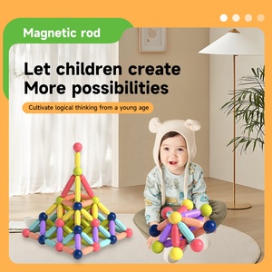 Blocs de <span class=keywords><strong>construction</strong></span> magnétiques 56 pièces ensemble jouets éducatifs bricolage couleur aimant tiges et boules jeux de <span class=keywords><strong>Construction</strong></span> - Product Image 2