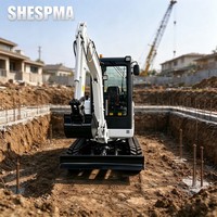 Mini-excavatrice sur chenilles à moteur diesel de 15,2 kW, petite pelle pour travaux de terrassement et de préparation de chantier dans les jardins
