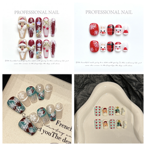 Colección navideña hecha a mano, abalorios para <span class=keywords><strong>uñas</strong></span>, <span class=keywords><strong>uñas</strong></span> de prensa falsas de ABS de lujo con logotipo personalizado, embalaje, suministros de salón a granel - Product Image 4