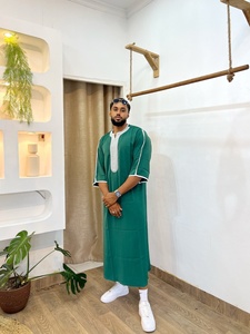 Nouveaux vêtements islamiques hommes Robe caftan musulman homme <span class=keywords><strong>marocain</strong></span> décontracté longue Robe arabe rayé Robe moyen-orient <span class=keywords><strong>Costume</strong></span> National Robe - Product Image 4