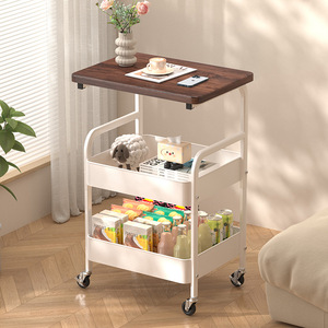 Multi Tier Mobile Storage Trolley <b>Side</b> <b>Table</b> With Large Capacity For Bedroom Modern Style Rectangle Assembly Standing Type - Product Image 2