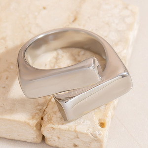 Stainless Steel Geometric <b>Ring</b> Open Design Women's Fashion Jewelry Index Finger <b>Ring</b> Minimalist Style Silver Color - Product Image 4
