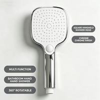 Pommeau de douche carré de haute qualité, finition chromée, multifonction, pour salle de bain