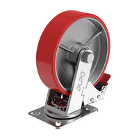 Chariot en fonte DLPO Roue industrielle 6x2 "Type de frein à roulette robuste