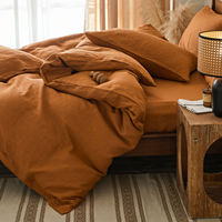 Fabricant vente en gros personnalisé Orange King Size USA lin français drap housse housse de couette avec taies d'oreiller