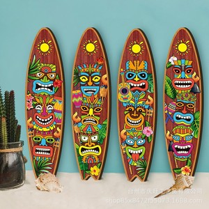 Hawaiian Surfboard <b>Wall</b> Hanging Decor Wooden Irregular Shape For Home Party Events Decorative <b>Signage</b> - Product Image 1
