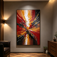 Art mural abstrait 3D Art Déco fait main sur toile, peint à la main avec cadre en plastique, à suspendre pour la maison et l'hôtel