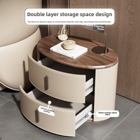 2025 moderne Simple selle en cuir Table de chevet conception de Grain de bois respectueux de l'environnement Durable chambre stockage tables de chevet